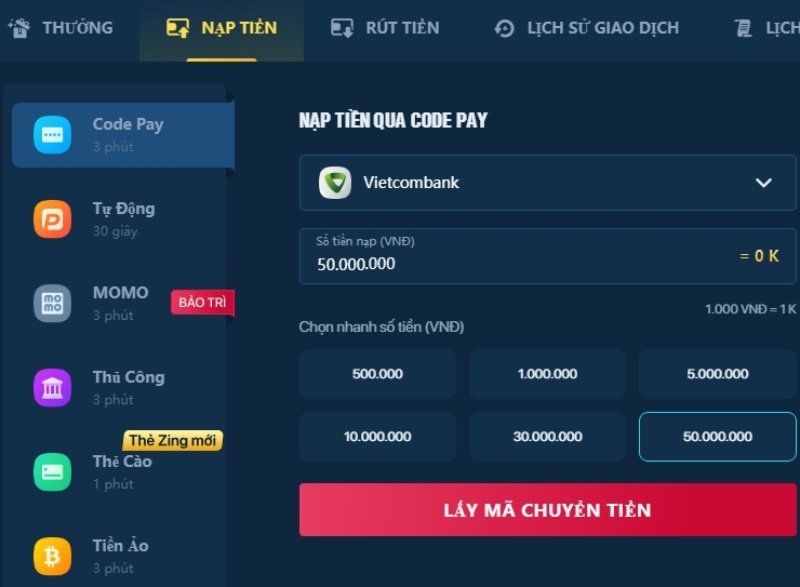 Nạp tiền lucky88 thông qua những hình thức trực tuyến